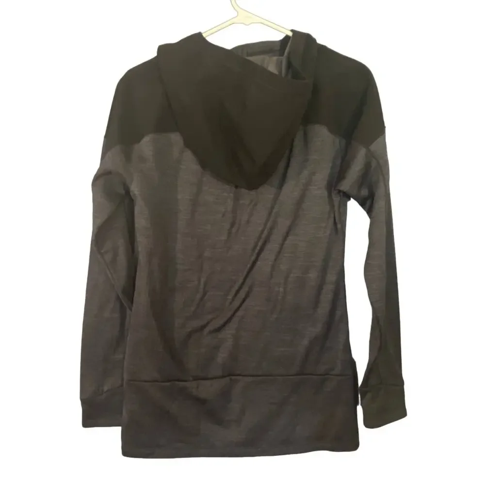 The North Face Black & Gray Hooded Pullover Cowl Neck Sweatshirt Mens Sz S